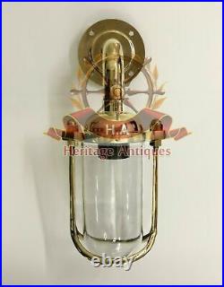 Hallway Wall Sconce Light Fixture Nautical Vintage Style Brass New
