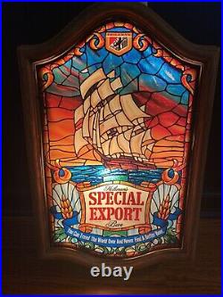 Heileman SPECIAL EXPORT Light Up Beer Bar Sign Stained Glass Look Nautical VTG