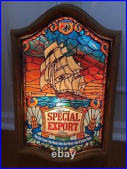 Heileman SPECIAL EXPORT Light Up Beer Bar Sign Stained Glass Look Nautical VTG
