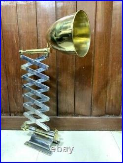 Industrial Antique Brass & Aluminum Stretchable Scissor Vintage Light Fixture