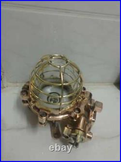 Industrial Old Antique Marine Bronze Flame Proof Ceiling Light With Brass Cage