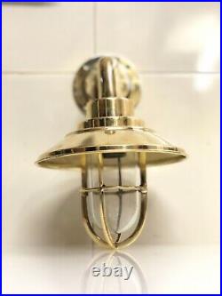 Interior/Exterior Décor Vintage Nautical Brass Swan Ship Wall Light with Shade