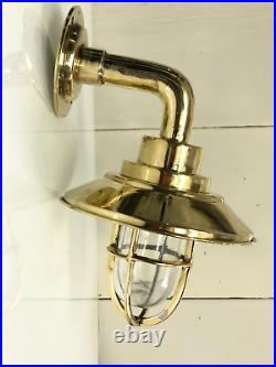 Interior/Exterior Décor Vintage Nautical Brass Swan Ship Wall Light with Shade