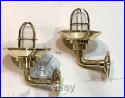 Interior/Exterior Décor Vintage Nautical Brass Swan Ship Wall Light with Shade