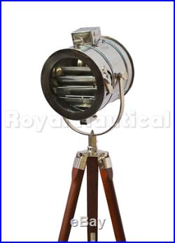 Lamp Tripod Floor Vintage Nautical Light Designer Wood Decor Wooden Industrial