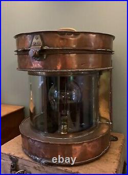 Large Antique Maritime Vintage Brass & Copper Ships Lamp Edison Light Conversion