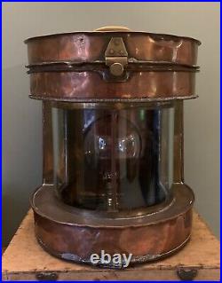 Large Antique Maritime Vintage Brass & Copper Ships Lamp Edison Light Conversion