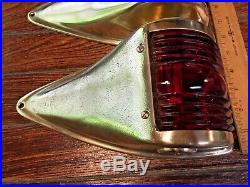 Large Pair Vintage Polished Brass Side Mount Running Lights Glass Low Draw Leds