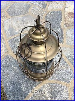 Large Vintage Brass Nautical Ships Lantern Lamp W. S. Ray Maritime Light Yacht