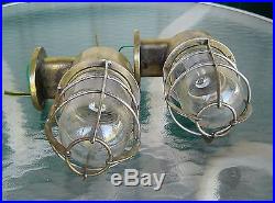 Lot of 2 Vintage Nautical Cast Brass Ship's Wall Lights Rewired