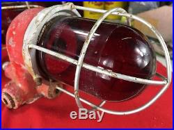 Lot of 3 Vintage Benjamin Vapolet Industrial Ship Lights w Red Globes / Lenses