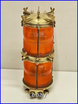 Marine Antique Navigation Brass Vante Double Orange Fiber Electric Light Fixture