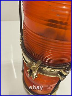 Marine Antique Navigation Brass Vante Double Orange Fiber Electric Light Fixture