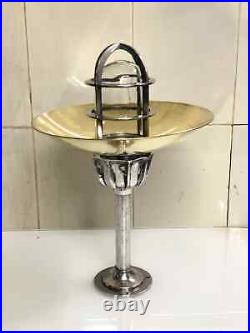 Marine Antique Vintage Aluminum 16 Bulkhead Lamp Light Fixture with Brass Shade