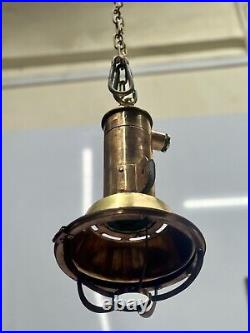 Marine Brass Reclaimed Vintage Japan Monster Ceiling Pendant Light With Hook