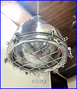 Marine Cargo Original Old Vintage Refurbished Aluminum Fluted Ceiling Light -Big