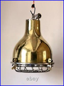 Marine Industrial Brass & Aluminum Vintage Chandelier Ceiling Ship Pendant Light