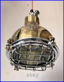 Marine Industrial Brass & Aluminum Vintage Chandelier Ceiling Ship Pendant Light