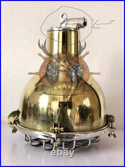 Marine Industrial Brass & Aluminum Vintage Chandelier Ceiling Ship Pendant Light