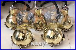 Marine Industrial Brass & Aluminum Vintage Chandelier Ceiling Ship Pendant Light