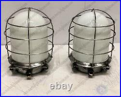 Marine Industrial Large Antique Ceiling Nautical Light Milky White Globe Glass