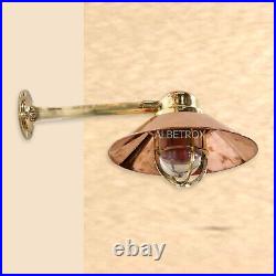 Marine Passageway Light Brass With Copper Shade Nautical Vintage Wall Sconce