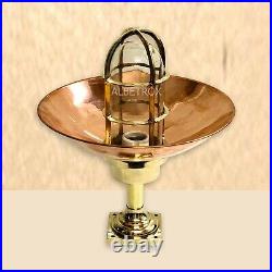 Marine Passageway Light Brass with Copper Shade Antique Vintage Light Fixture