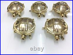 Marine Ship Nautical Brass Vintage Passage Ceiling/Wall Deck Light Set of 2