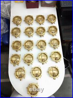 Marine Ship Nautical Brass Vintage Passage Ceiling/Wall Deck Light Set of 2