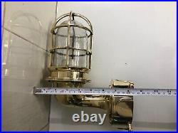 Marine Theme Vintage Swan Neck Brass Wall Light with Copper Shade & White Glass