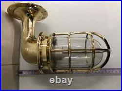 Marine Vintage Ship Brass Swan Color Glass Nautical Ship Sconce Light 2 Pieces