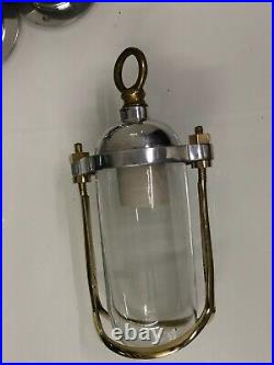 Marine Vintage Style Solid Aluminum & Brass Chandelier Pendant Light Lot of 2