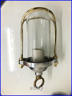 Marine Vintage Style Solid Aluminum & Brass Chandelier Pendant Light Lot of 2