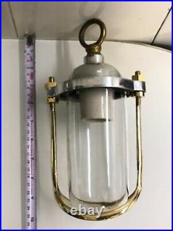 Marine Vintage Style Solid Aluminum & Brass Chandelier Pendant Light Lot of 2