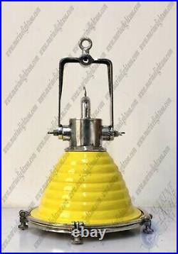 Marine Vintage Style Solid Aluminum Ship Ceiling Pendant Light Yellow Coating