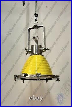 Marine Vintage Style Solid Aluminum Ship Ceiling Pendant Light Yellow Coating