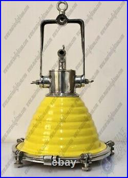 Marine Vintage Style Solid Aluminum Ship Ceiling Pendant Light Yellow Coating