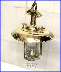 Maritime Antique Brass Nautical Hanging Marine Decor Pendant Light with Shade