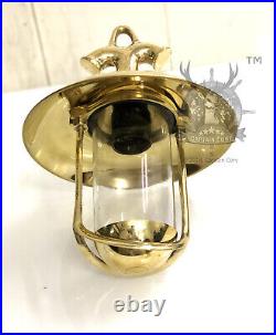 Maritime Antique Brass Nautical Hanging Marine Decor Pendant Light with Shade