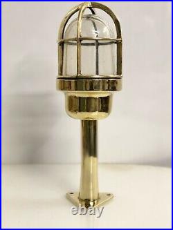 Maritime Vintage Late Century Brass Industrial Bulkhead Light with Triangle Base