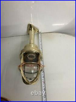 Maritime Vintage Late Century Brass Industrial Bulkhead Light with Triangle Base