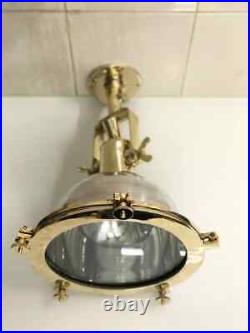 Maritime Vintage Solid Aluminum & Brass Ceiling Mount Pendant Ship Light Fixture