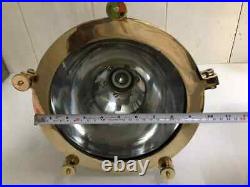 Maritime Vintage Solid Aluminum & Brass Ceiling Mount Pendant Ship Light Fixture