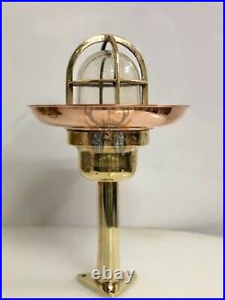 Mid Century Vintage Style Brass Mount Light with Triangle Base & Copper Shade