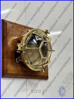 Modern Industrial Vintage Style Hexagon Cage Nautical Brass Bulkhead Deck Light