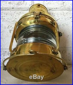 NEW Antique/Vintage Brass XL ANCHOR Ship Light Oil Lamp with Globe + Electric