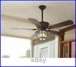 NEW Antique Vintage Electric Bronze Ceiling Fan LED Light 52 In 5 Blades Remote