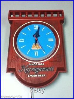 Narragansett lager beer sign lighted wall clock vintage bar light nautical