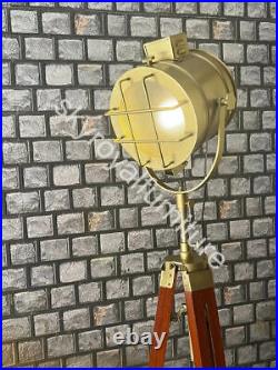 Nautical Antique Brass Large Vintage Adjustable Theater Floor Lamp Large Light