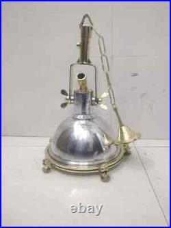 Nautical Antique Marine Aluminum & Brass Hanging Pendant Vintage Light